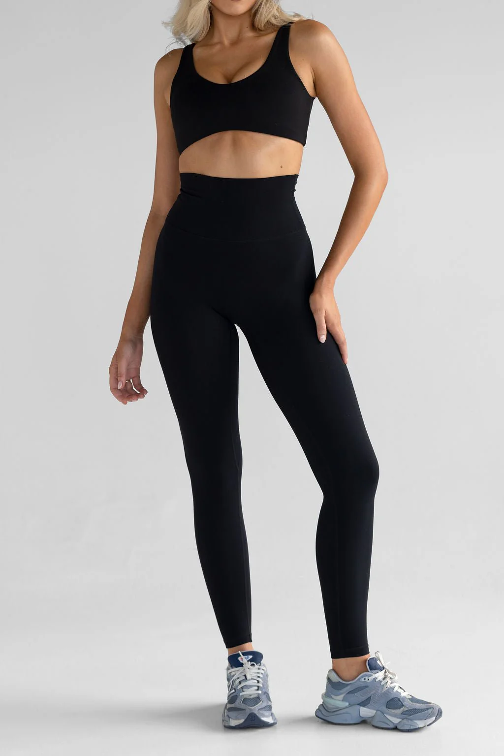Classic Extra High Waist Full Length Leggings - Black - Image 3