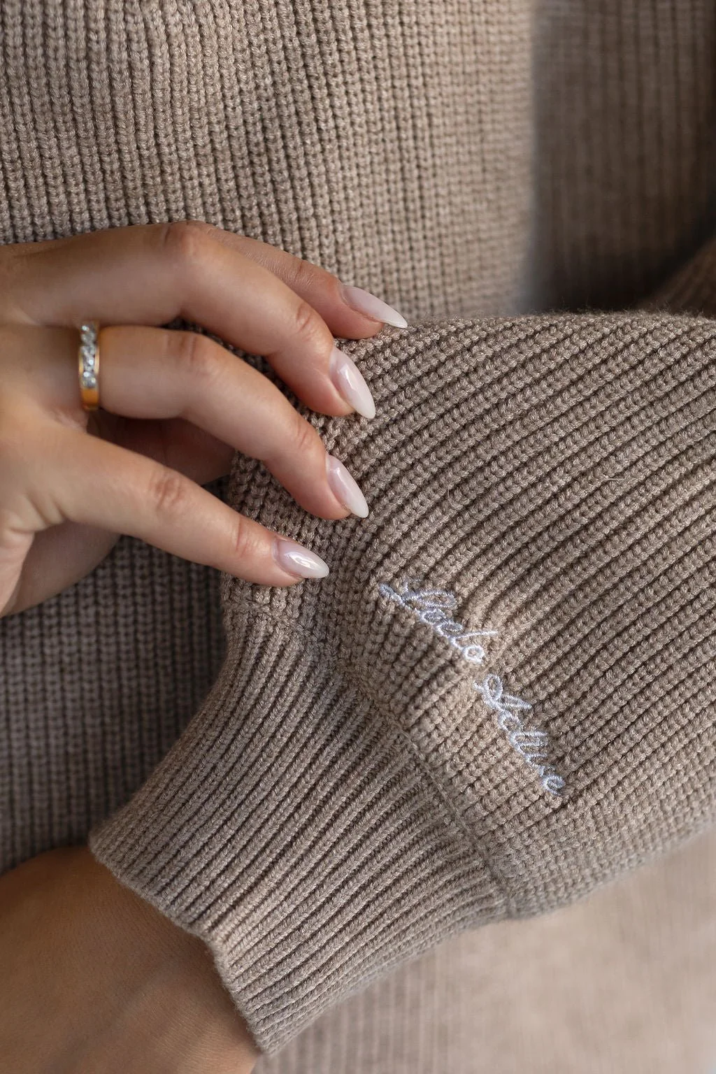 Natural Knit Quarter Zip - Almond - Image 3