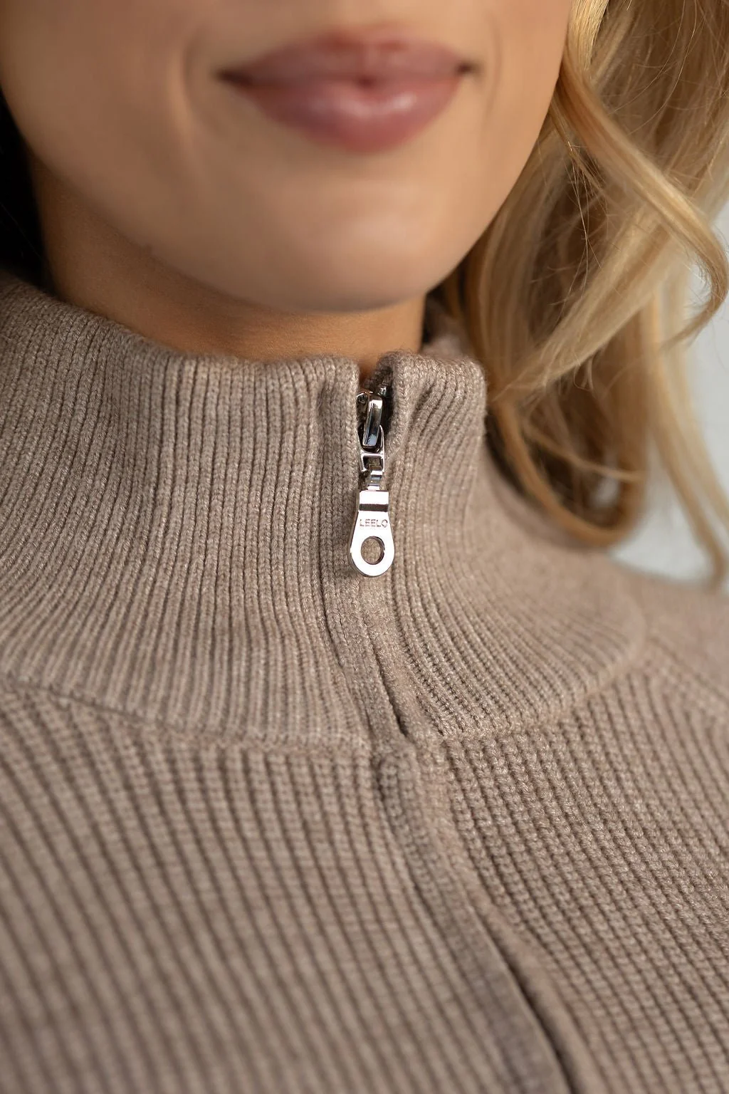 Natural Knit Quarter Zip - Almond - Image 4