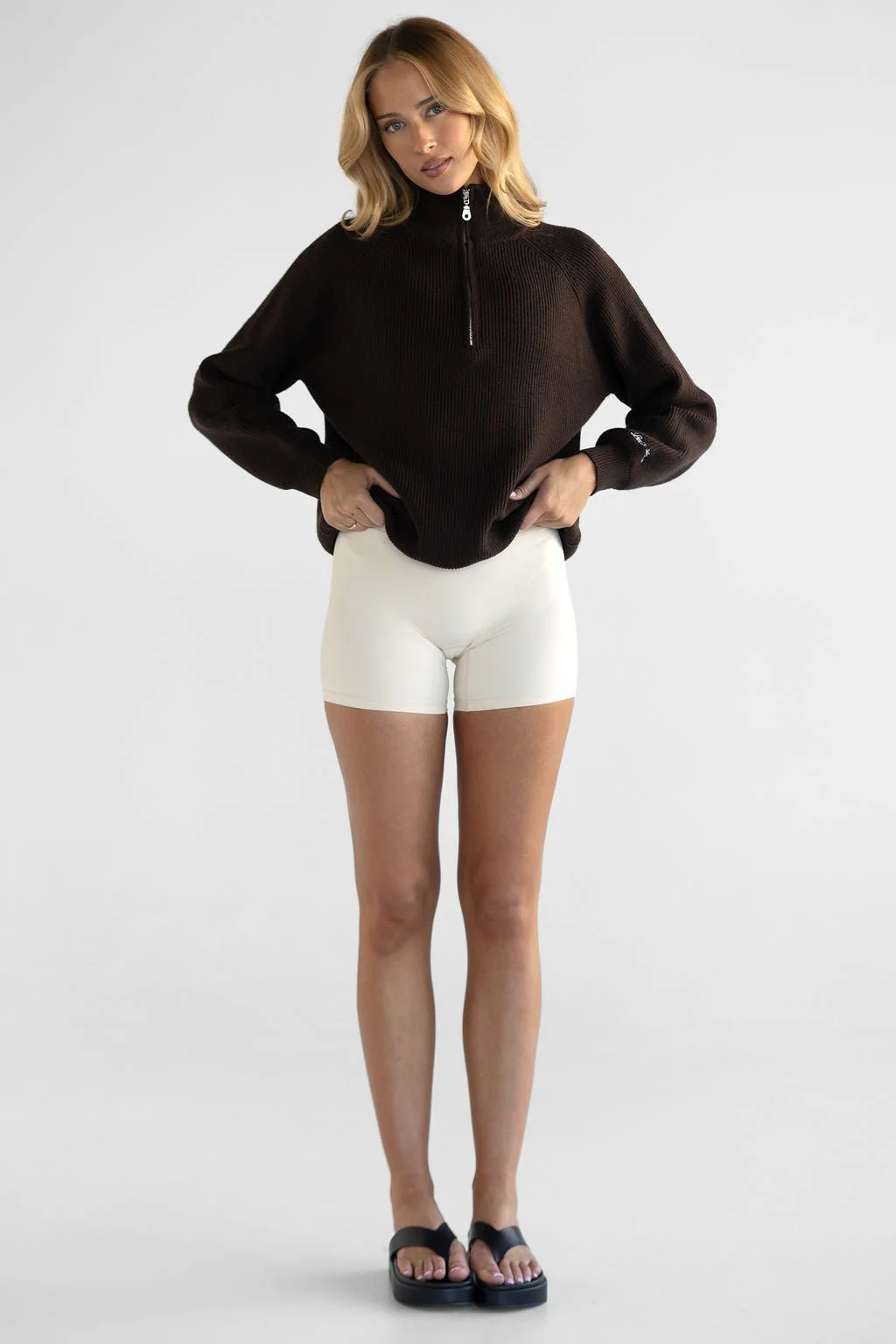 Natural Knit Quarter Zip - Dark Chocolate - Image 9