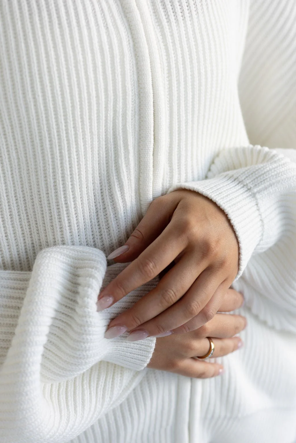 Natural Knit Bomber Jacket - Cream - Image 4