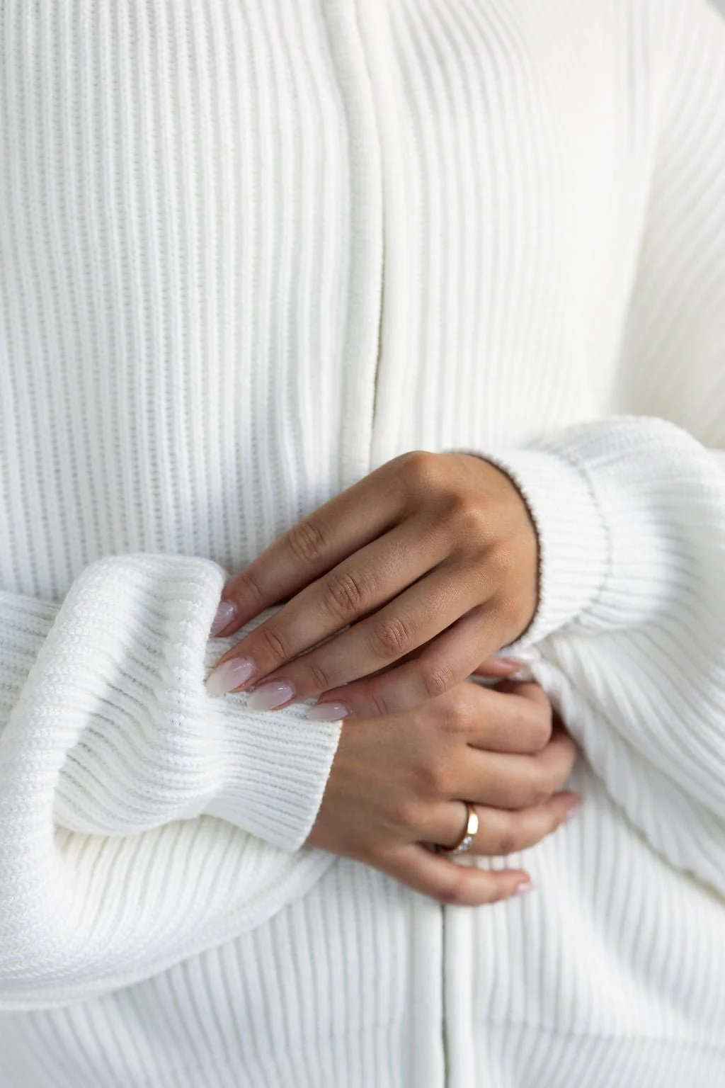 Natural Knit Bomber Jacket - Cream - Image 6