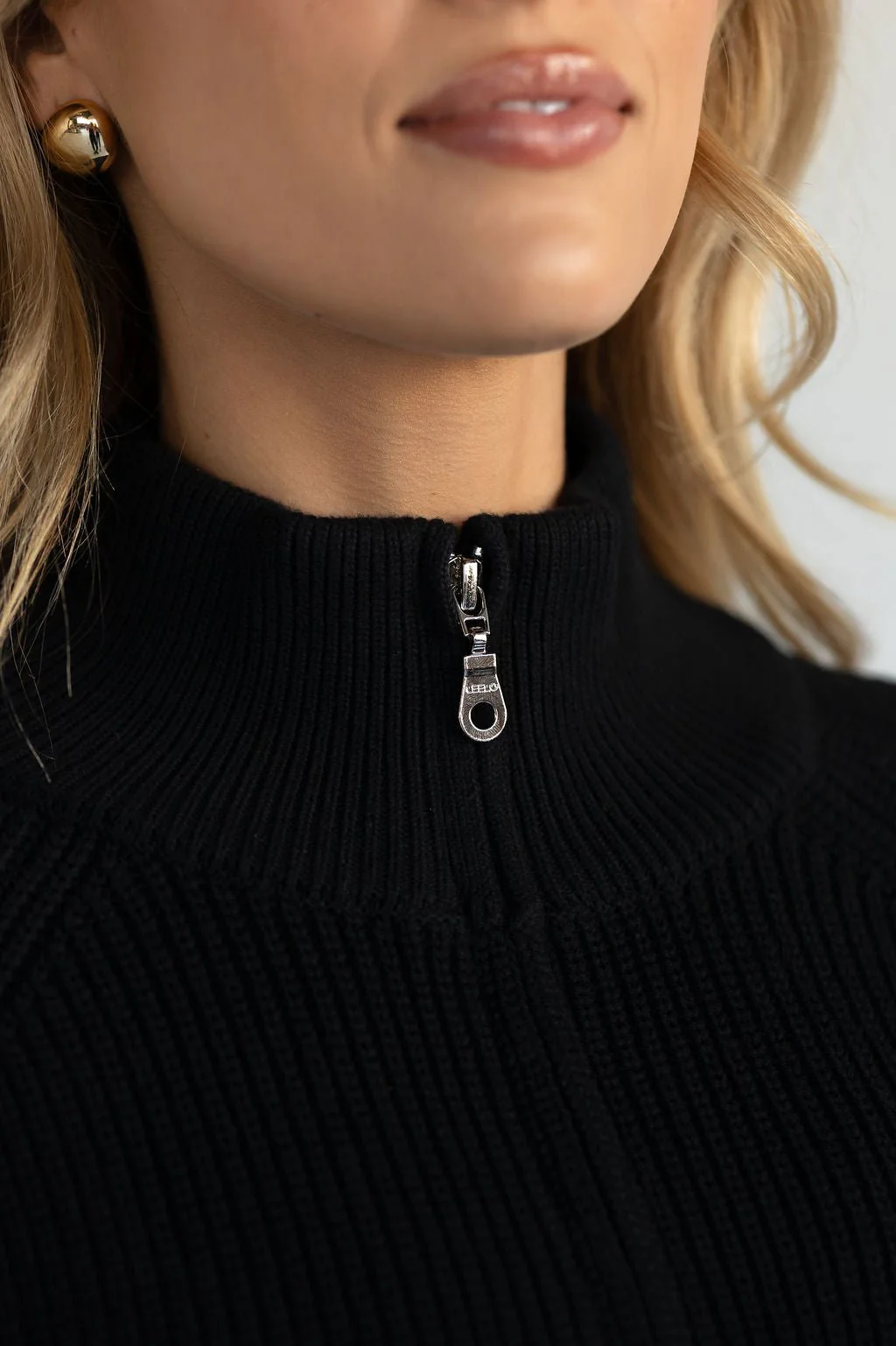 Natural Knit Quarter Zip - Black - Image 7