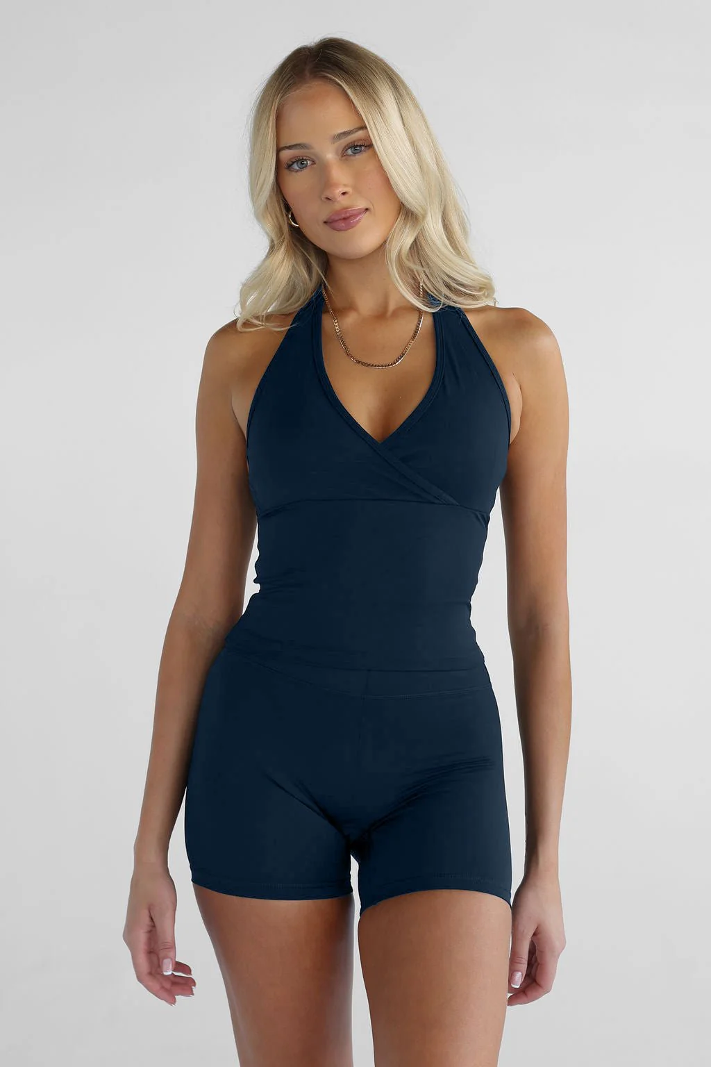 Sculpt Halter Neck Tank - Navy