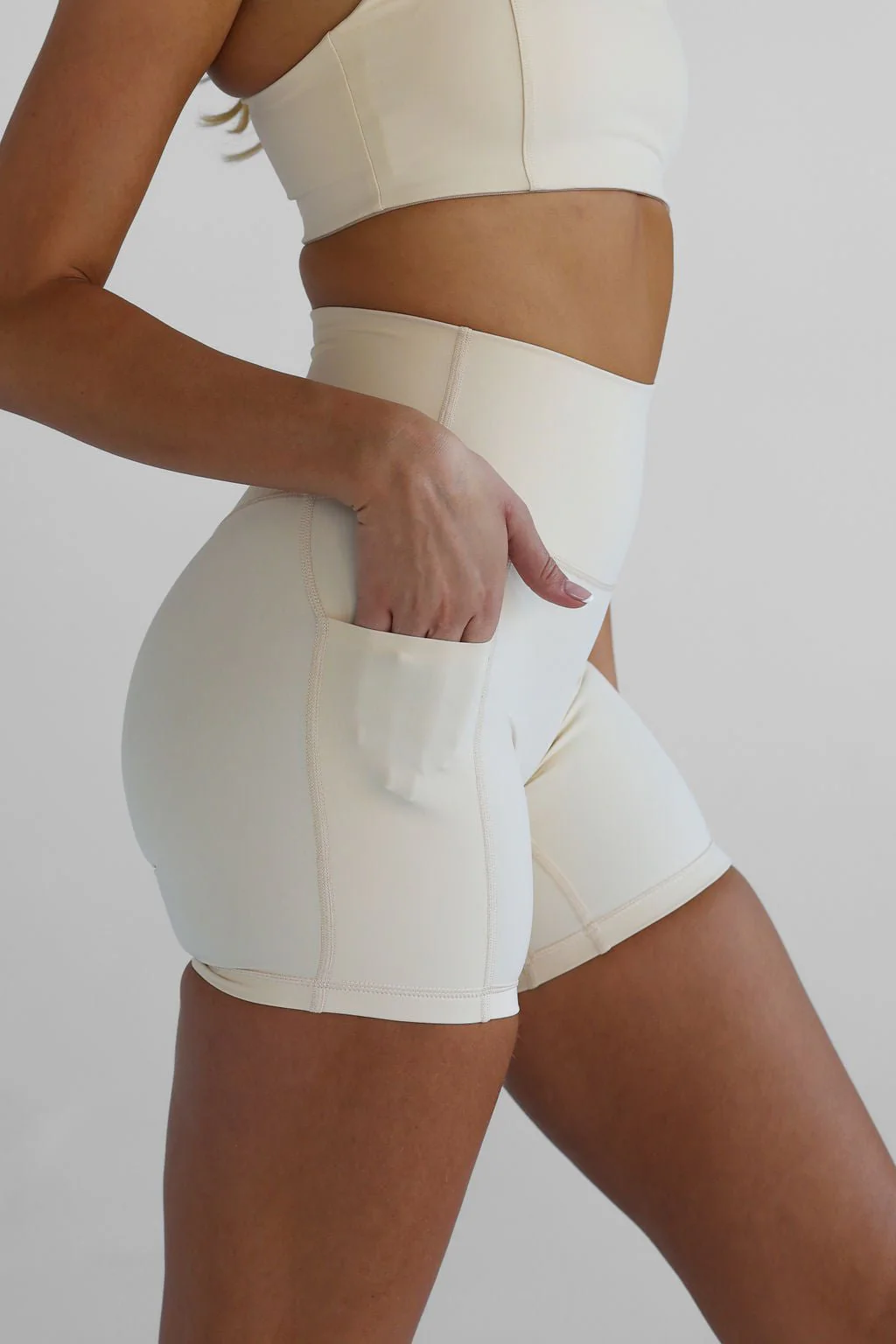 SCULPT Pocket Bike Shorts - French Vanilla - Image 2