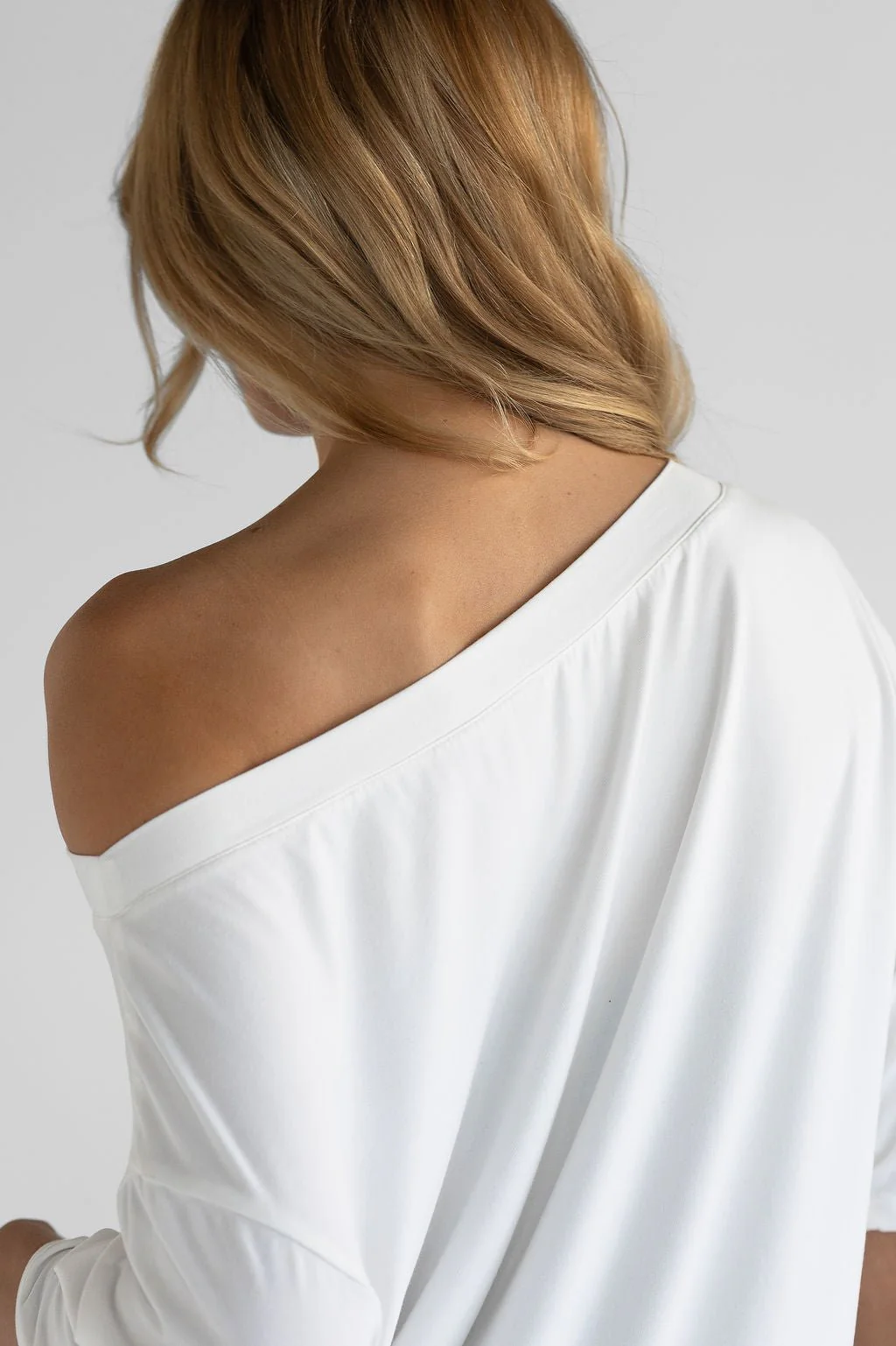 Off Shoulder Bamboo T-Shirt - White - Image 5