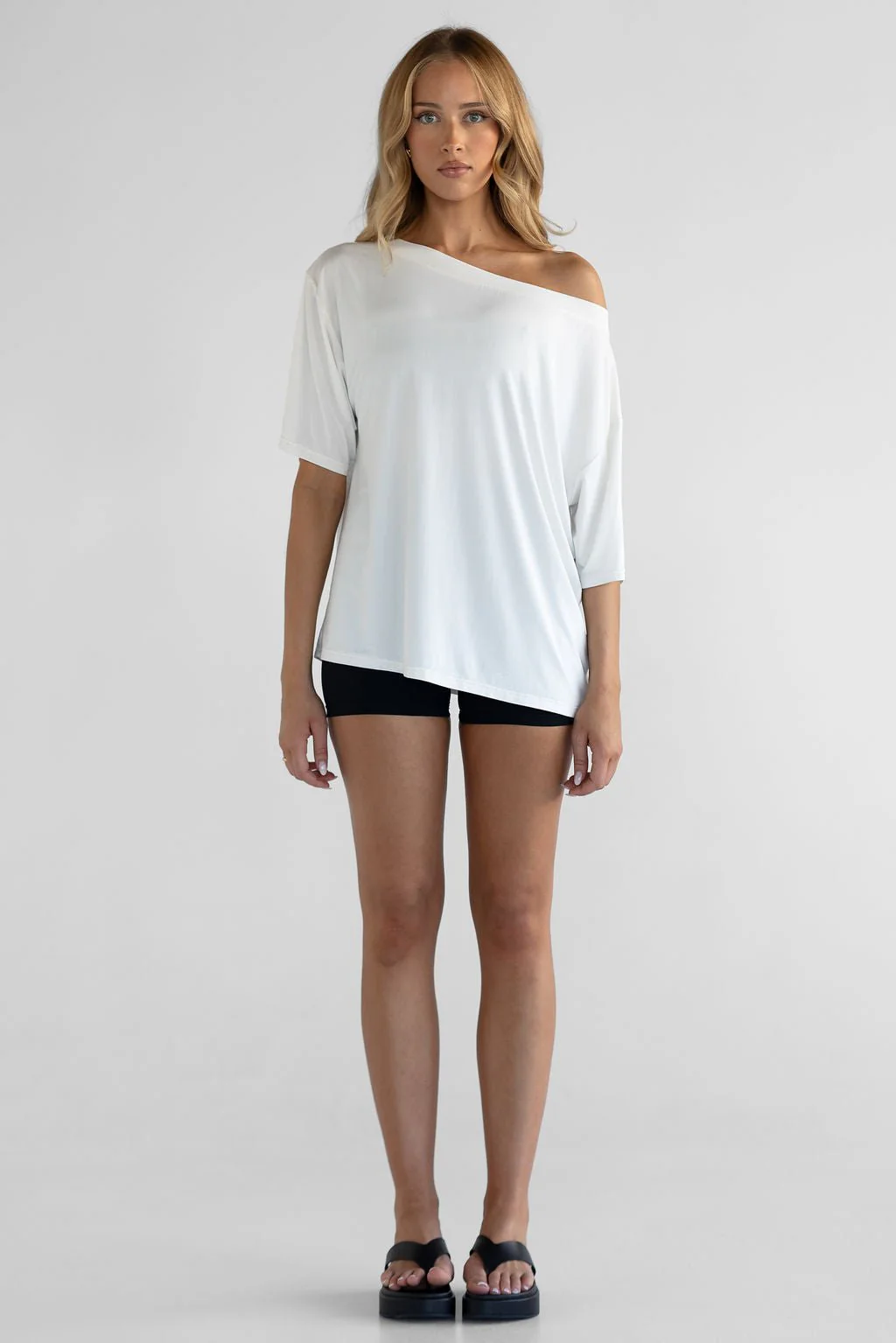 Off Shoulder Bamboo T-Shirt - White - Image 7