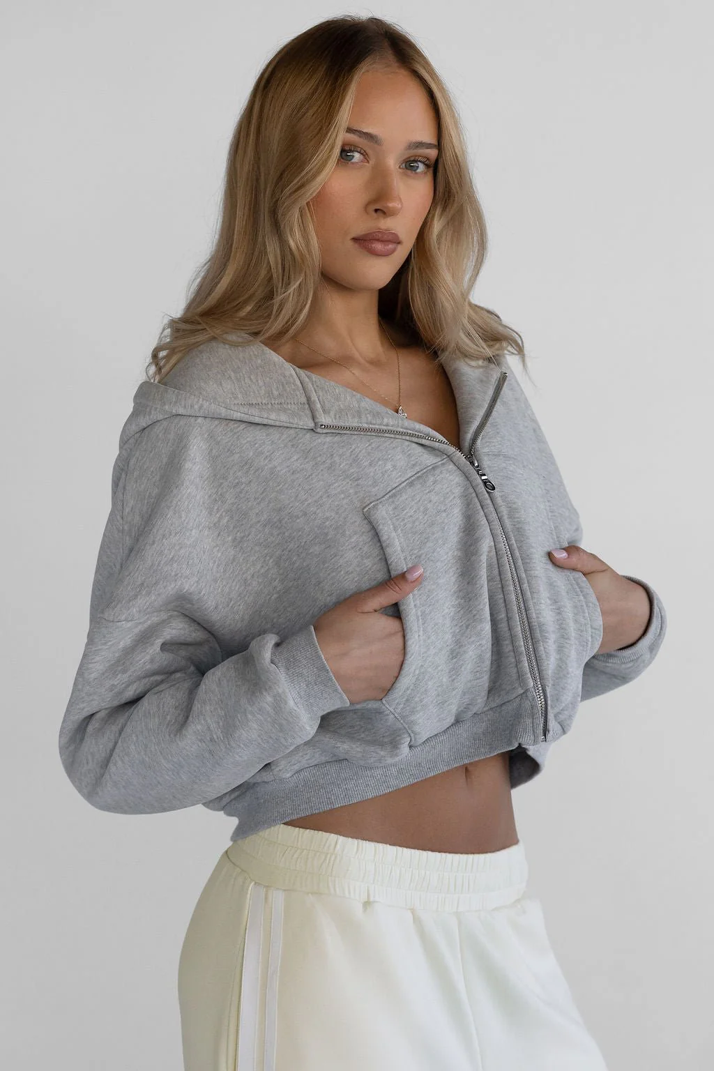 Zip Hoodie - Heather Grey - Image 3